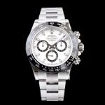 AR Factory Swiss- 4130 Rolex Daytona 40mm Automatica Watch - 904L Steel Case& Band White Dial  